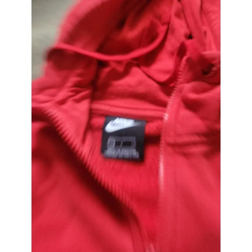 Nike Mens Just Do It Full‎ Zip Hoodie Red Fleece Sweatshirt Small BV5068-657